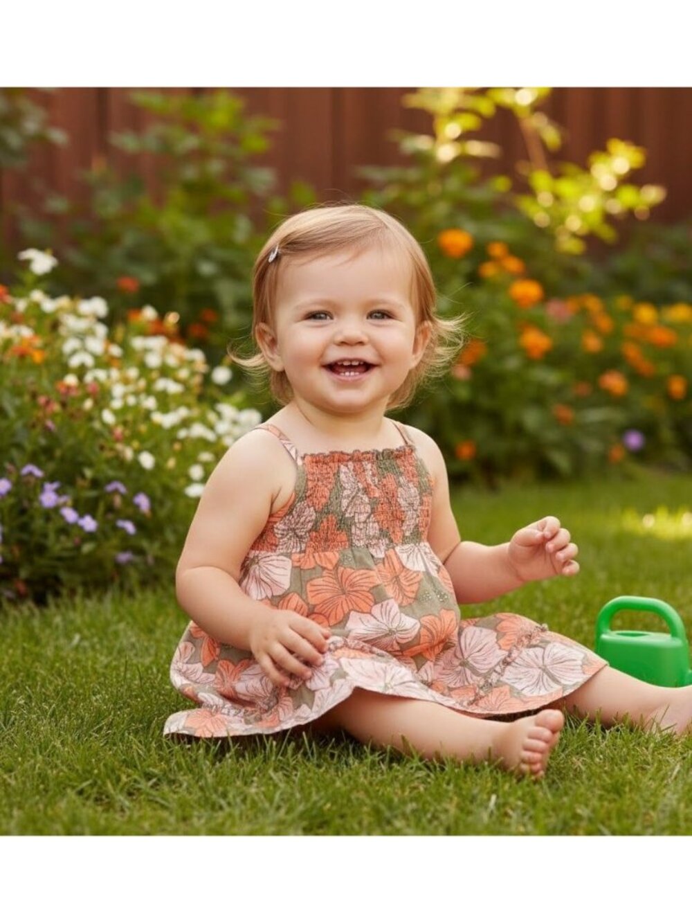 Old Navy Girls Floral Print Cotton Sundress With Smocked Bodice & Adjustable Str